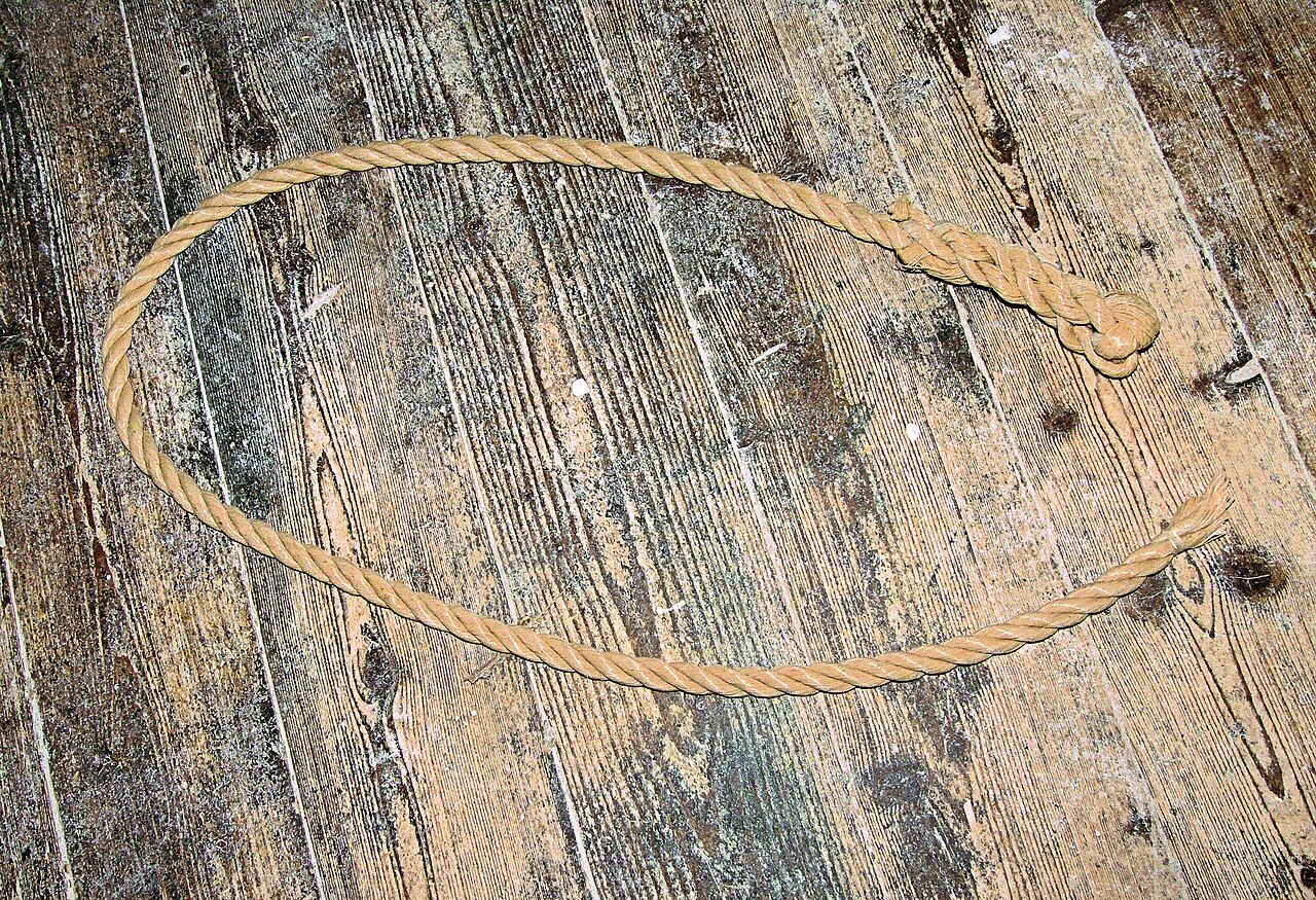 A coil of yellow polypropylene rope
